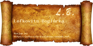 Lefkovits Boglárka névjegykártya
